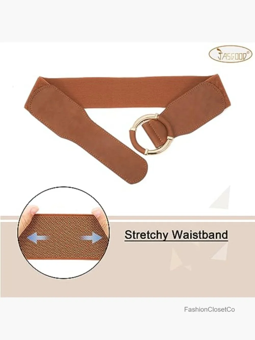 Wide Elastic Waist Belt with Circle Buckle - 2.95